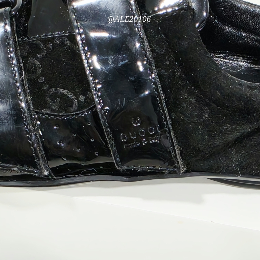 Gucci women black patent leather velcro sneakers size 39 monogram suede - Picture 10 of 14